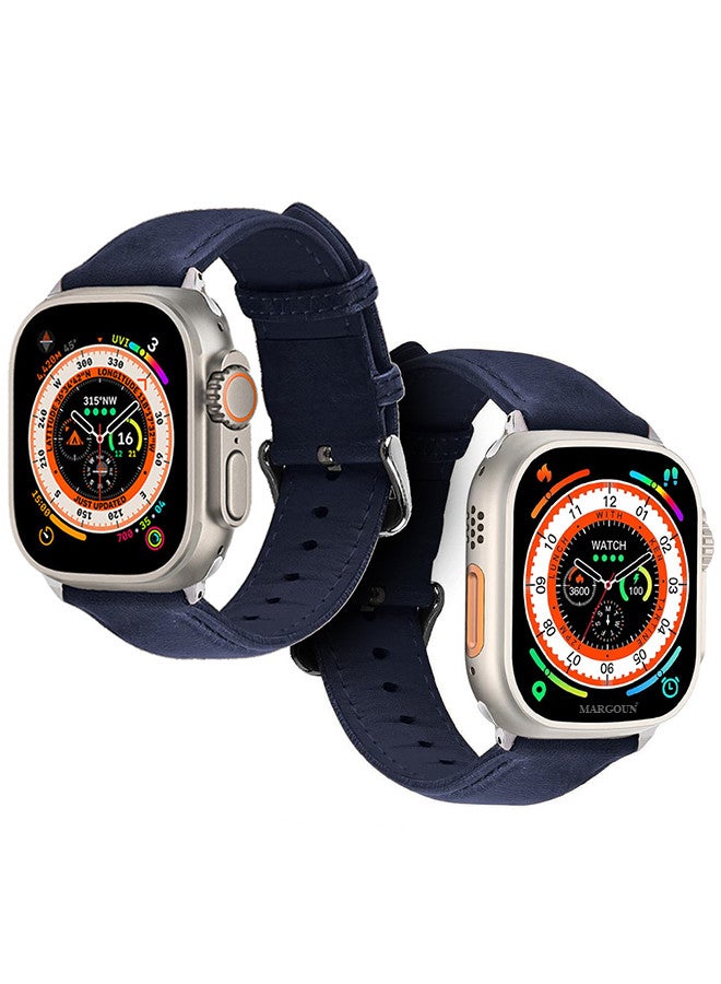 MARGOUN - Apple Watch Band 49mm/45mm/44mm Leather Band Buckle Strap Wristband Compatible with Apple watch series Ultra2/Ultra/8/7/SE/5/4/3/2/1 Multicolor - Image 1