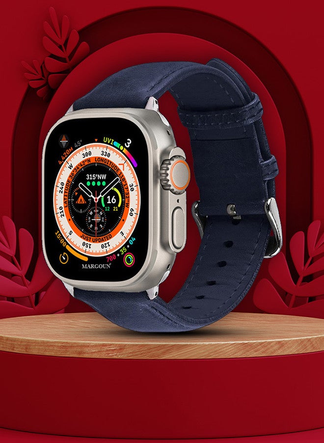 MARGOUN - Apple Watch Band 49mm/45mm/44mm Leather Band Buckle Strap Wristband Compatible with Apple watch series Ultra2/Ultra/8/7/SE/5/4/3/2/1 Multicolor - Image 1
