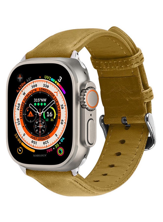 MARGOUN Apple Watch Band 49mm/45mm/44mm Leather Band Buckle Strap Wristband Compatible with Apple watch series Ultra2/Ultra/8/7/SE/5/4/3/2/1 Multicolor - Image 1