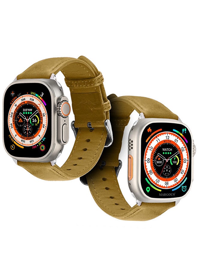 MARGOUN Apple Watch Band 49mm/45mm/44mm Leather Band Buckle Strap Wristband Compatible with Apple watch series Ultra2/Ultra/8/7/SE/5/4/3/2/1 Multicolor - Image 3