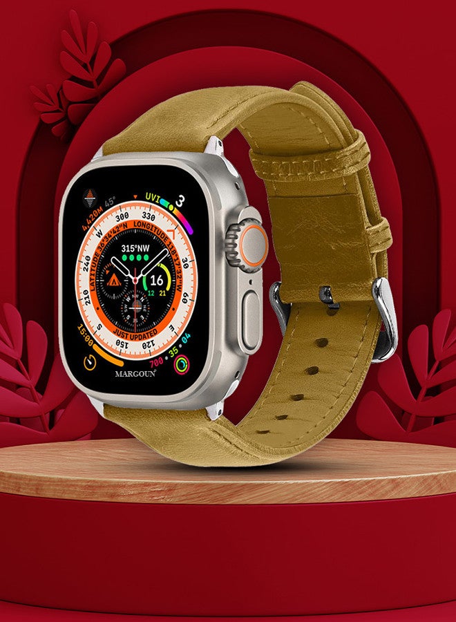 MARGOUN Apple Watch Band 49mm/45mm/44mm Leather Band Buckle Strap Wristband Compatible with Apple watch series Ultra2/Ultra/8/7/SE/5/4/3/2/1 Multicolor - Image 2