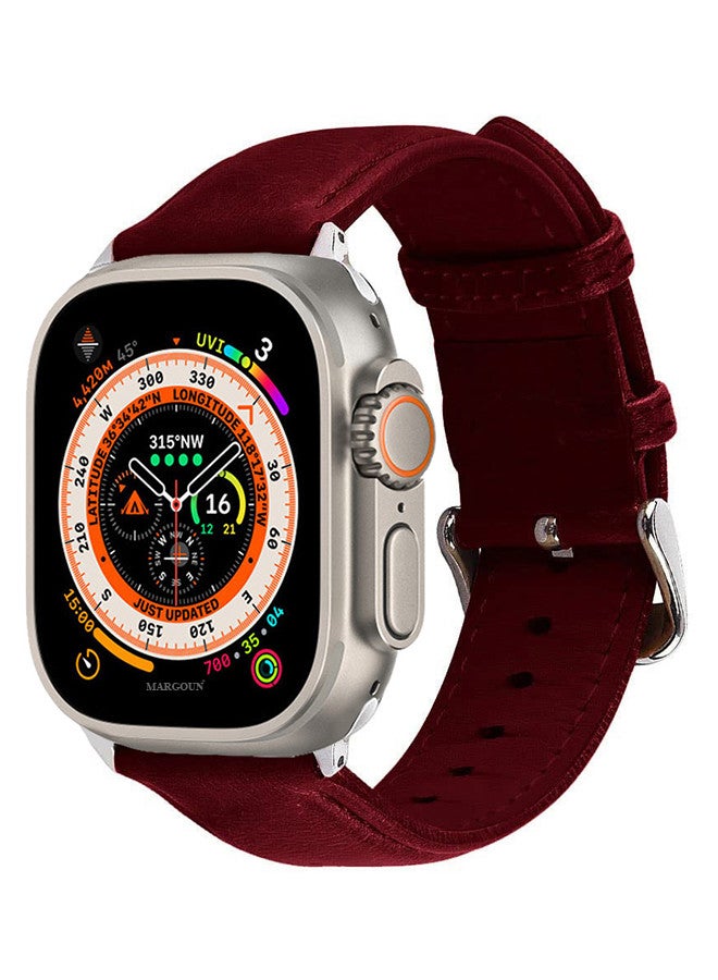 MARGOUN - Apple Watch Band 49mm/45mm/44mm Leather Band Buckle Strap Wristband Compatible with Apple watch series Ultra2/Ultra/8/7/SE/5/4/3/2/1 Multicolor - Image 1