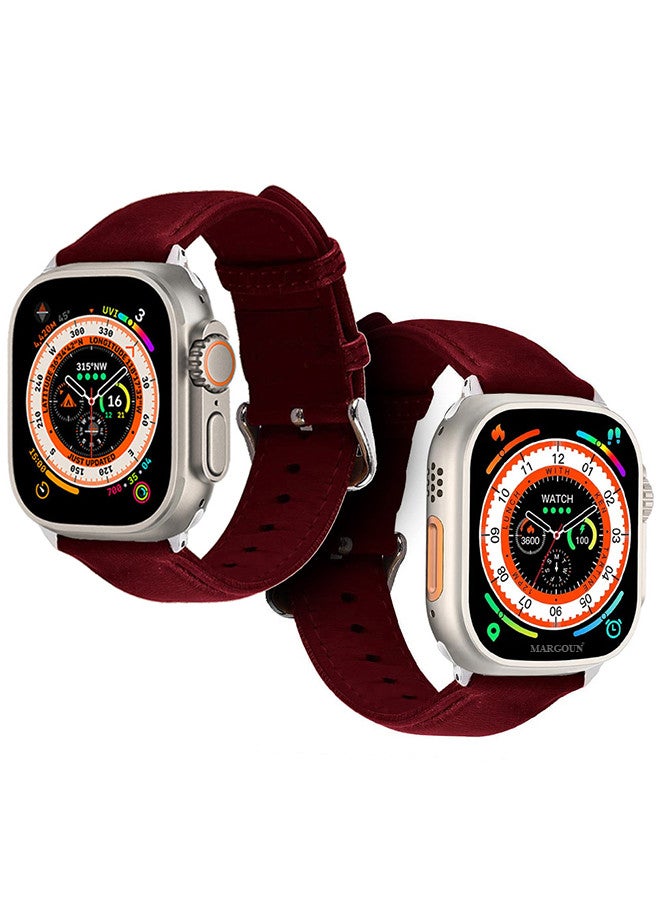 MARGOUN - Apple Watch Band 49mm/45mm/44mm Leather Band Buckle Strap Wristband Compatible with Apple watch series Ultra2/Ultra/8/7/SE/5/4/3/2/1 Multicolor - Image 1