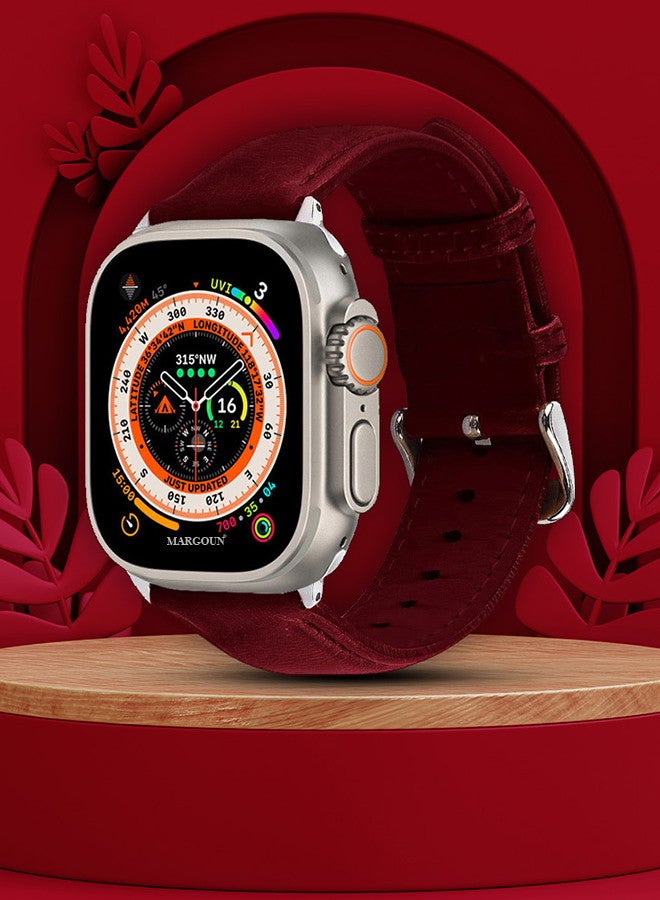 MARGOUN - Apple Watch Band 49mm/45mm/44mm Leather Band Buckle Strap Wristband Compatible with Apple watch series Ultra2/Ultra/8/7/SE/5/4/3/2/1 Multicolor - Image 1