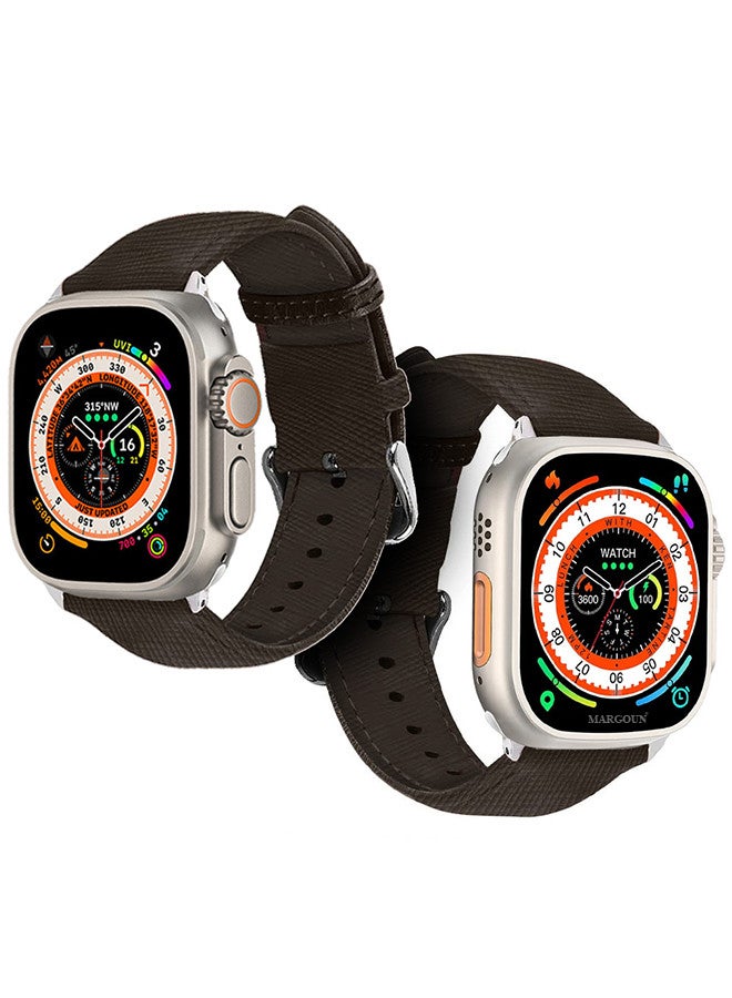 MARGOUN Apple Watch Band 49mm/45mm/44mm Leather Band Buckle Strap Wristband Compatible with Apple watch series Ultra2/Ultra/8/7/SE/5/4/3/2/1 Multicolor - Image 3