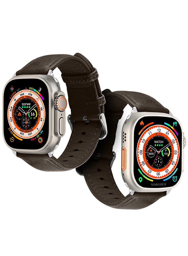 MARGOUN Apple Watch Band 49mm/45mm/44mm Leather Band Buckle Strap Wristband Compatible with Apple watch series Ultra2/Ultra/8/7/SE/5/4/3/2/1 Multicolor - Image 3