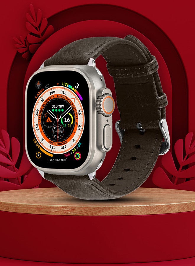 MARGOUN Apple Watch Band 49mm/45mm/44mm Leather Band Buckle Strap Wristband Compatible with Apple watch series Ultra2/Ultra/8/7/SE/5/4/3/2/1 Multicolor - Image 2