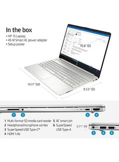 HP (Upgraded Version) Laptop With 15.6-Inch Display, Core i3-1115G4Processor/8GB RAM/256GBIntel Iris XE Graphics/Windows 10 Home English Natural Silver  - Image 2