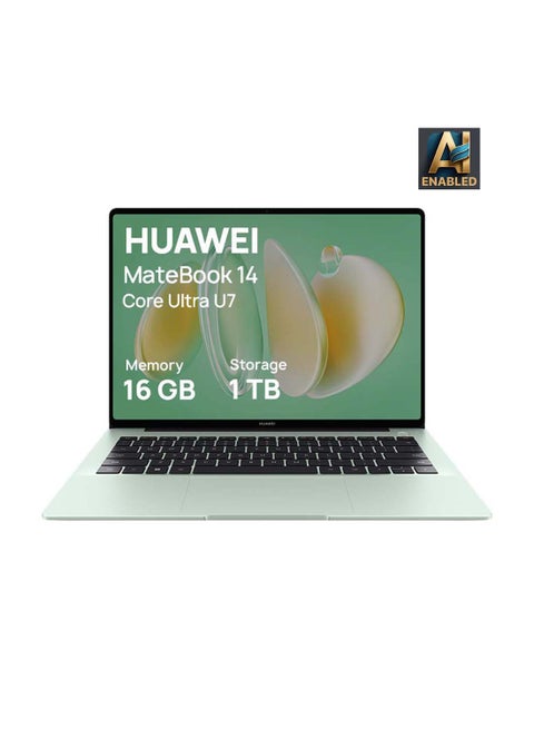 Matebook 14 Laptop With 14.2-Inch Display, Core Ultra 7 155H Processor/16GB RAM/1TB SSD/Intel Arc Graphics/Windows 11 English Green