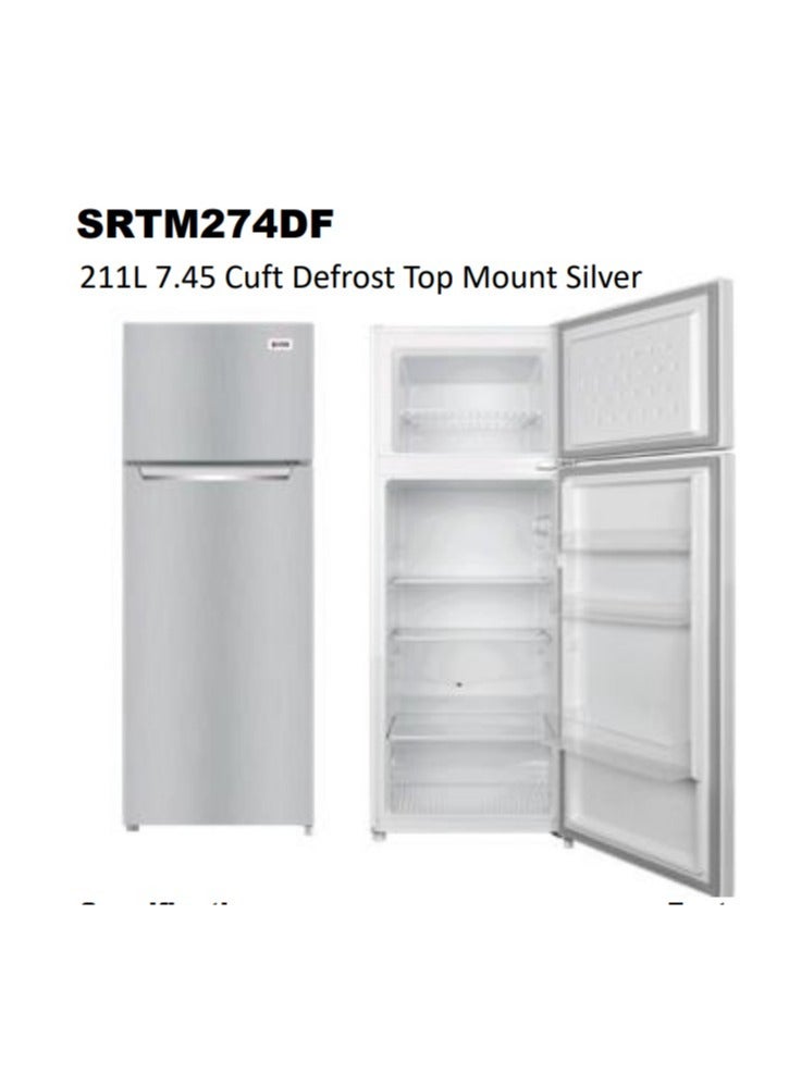 SREEN - Top Mount Refrigerator 7.45 Cuft Defrost SRTM274DFS Silver - Image 1