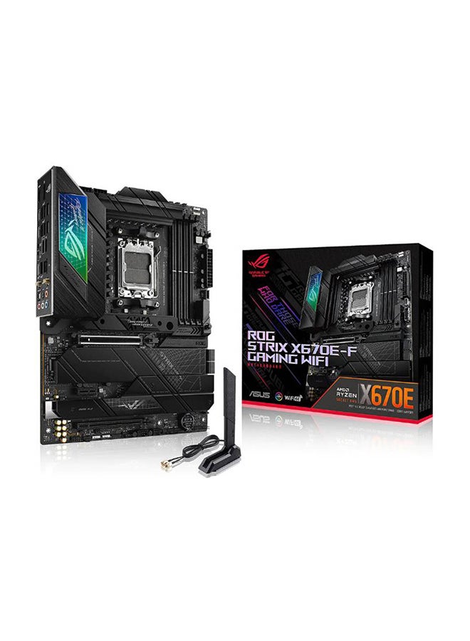 ASUS - ROG STRIX X670E-F GAMING WIFI ATX Motherboard, AMD X670 Chipset, AM5 Socket, Intel 2.5 Gb Ethernet, Wi-Fi 6E, 4xDual Channel DDR5-6400, 128GB Max Memory, 4xSATA 6Gb/s, PCIe 5.0 | 90MB1BA0-M0EAY0 - Image 1