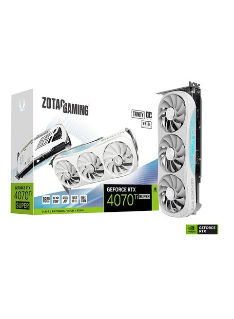 Gaming GeForce RTX 4070 Ti SUPER Trinity White OC Edition Graphics Card, 16GB GDDR6X 256-Bit Memory, 8448 CUDA Cores, 21 Gbps Memory Speed, 2625 MHz Boost Clock, PCI-E 4.0 16x | ZT-D40730Q-10P