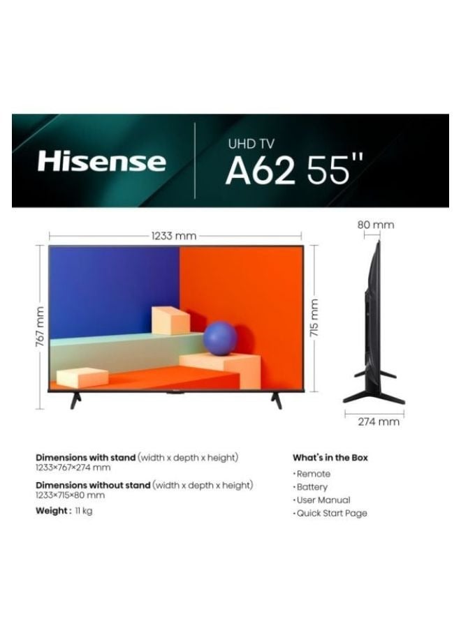 4K UHD Smart Television 55inch (2023 Model) 55A62KS Black - pnsku/N70076437V/45/_/1716377808/8cf72e4f-29e2-4cff-a35e-0827272af002