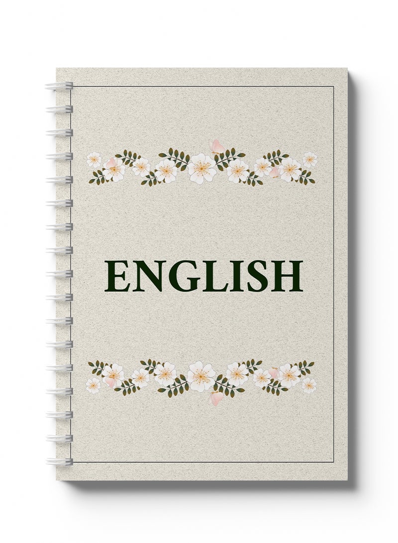 لوحة دفتر ملاحظات باللغة الإنجليزية، 60 ورقة بأغلفة ورقية صلبة وتصميم إكليل الورد متعدد الألوان - Image 1