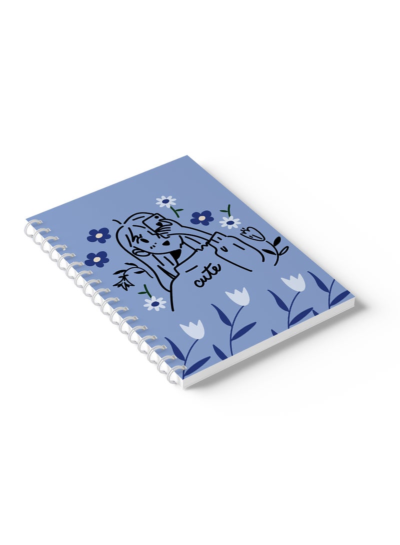 LOWHA Sprial Notebook 60 Sheets with Hard Paper Covers and Cute Girl with Flowers Design Multicolour - Image 5