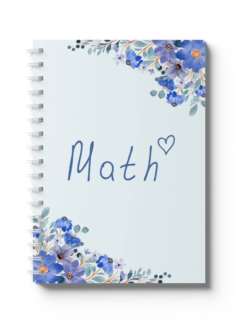 لوحة دفتر رياضيات حلزوني، 60 ورقة مع أغلفة صلبة وتصميم زهور - Image 1