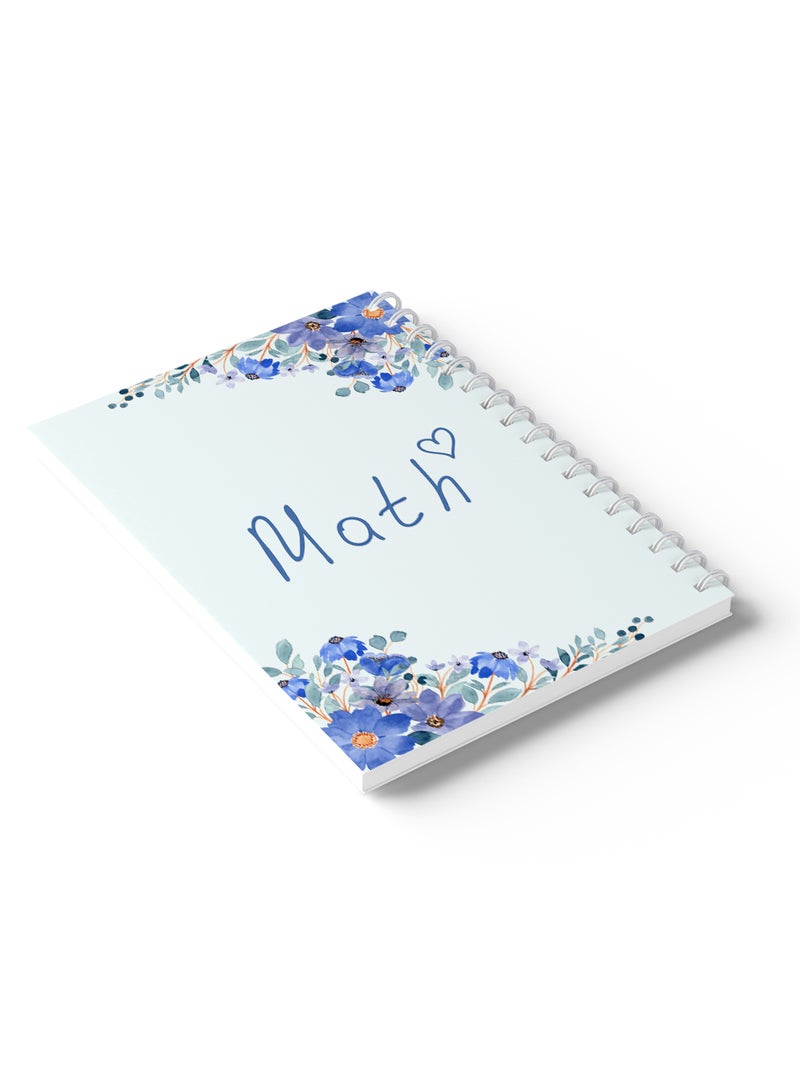 لوحة دفتر رياضيات حلزوني، 60 ورقة مع أغلفة صلبة وتصميم زهور - Image 4