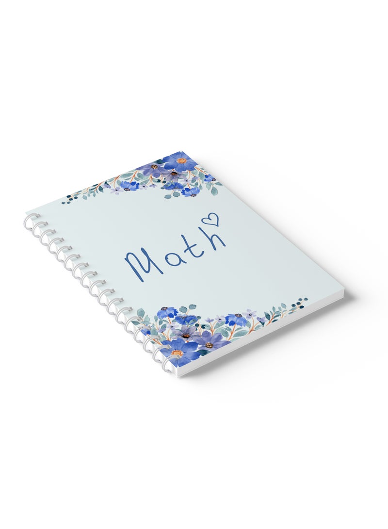 لوحة دفتر رياضيات حلزوني، 60 ورقة مع أغلفة صلبة وتصميم زهور - Image 3