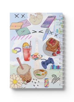 LOWHA Sprial Notebook 60 Sheets with Hard Paper Covers and Random Colorful Items  Design Multicolour  - Image 1