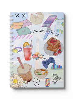 LOWHA Sprial Notebook 60 Sheets with Hard Paper Covers and Random Colorful Items  Design Multicolour  - Image 4