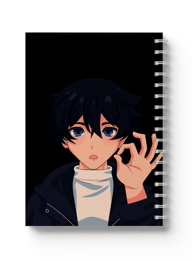 لوحة دفتر ملاحظات Sprial مكون من 60 ورقة بأغلفة ورقية صلبة وتصميم Anime Boy متعدد الألوان - Image 1