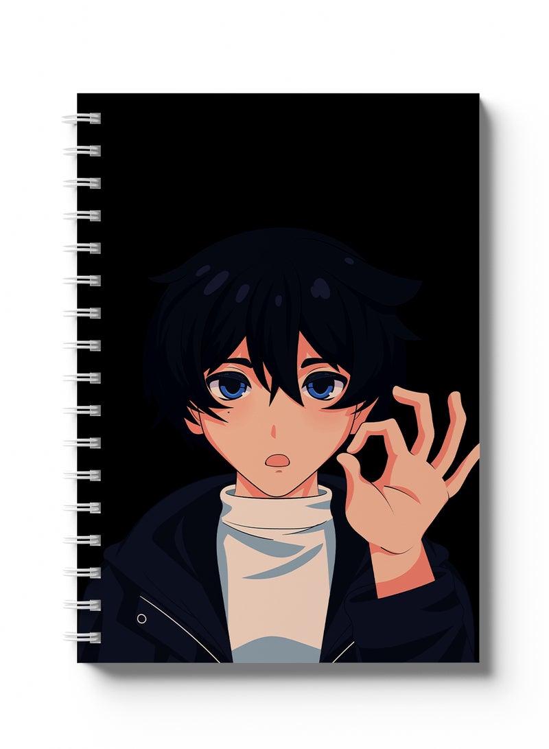 لوحة دفتر ملاحظات Sprial مكون من 60 ورقة بأغلفة ورقية صلبة وتصميم Anime Boy متعدد الألوان - Image 4