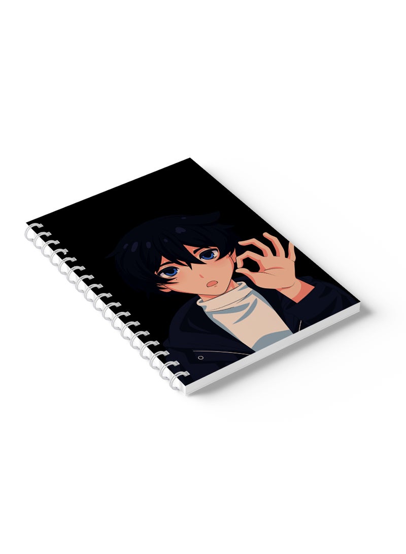 لوحة دفتر ملاحظات Sprial مكون من 60 ورقة بأغلفة ورقية صلبة وتصميم Anime Boy متعدد الألوان - Image 5