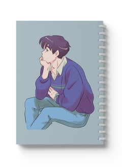 LOWHA Sprial Notebook 60 Sheets with Hard Paper Covers and Anime Boy Thinking Design Multicolour  - Image 1
