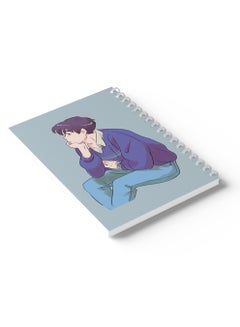 LOWHA Sprial Notebook 60 Sheets with Hard Paper Covers and Anime Boy Thinking Design Multicolour  - Image 3