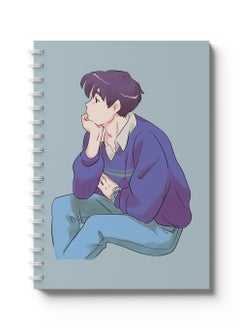 LOWHA Sprial Notebook 60 Sheets with Hard Paper Covers and Anime Boy Thinking Design Multicolour  - Image 4