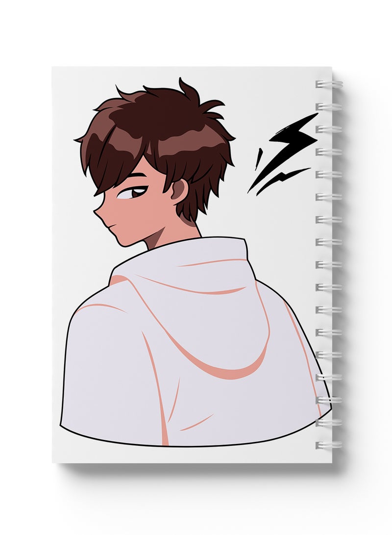 LOWHA Sprial Notebook 60 Sheets with Hard Paper Covers and Anime Boy Design Multicolour - Image 1