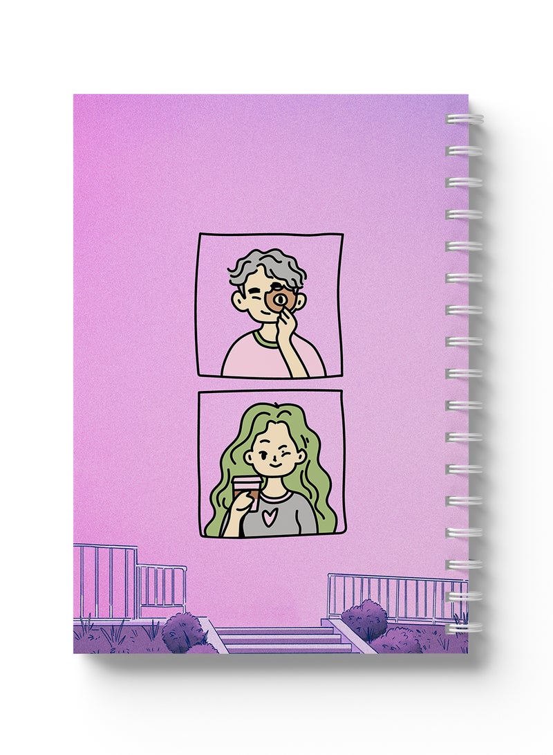 LOWHA Sprial Notebook 60 Sheets with Hard Paper Covers and Boy & Girl Design Multicolour - Image 1