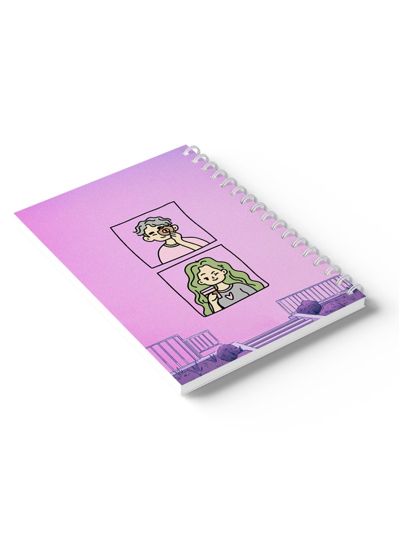 LOWHA Sprial Notebook 60 Sheets with Hard Paper Covers and Boy & Girl Design Multicolour - Image 3
