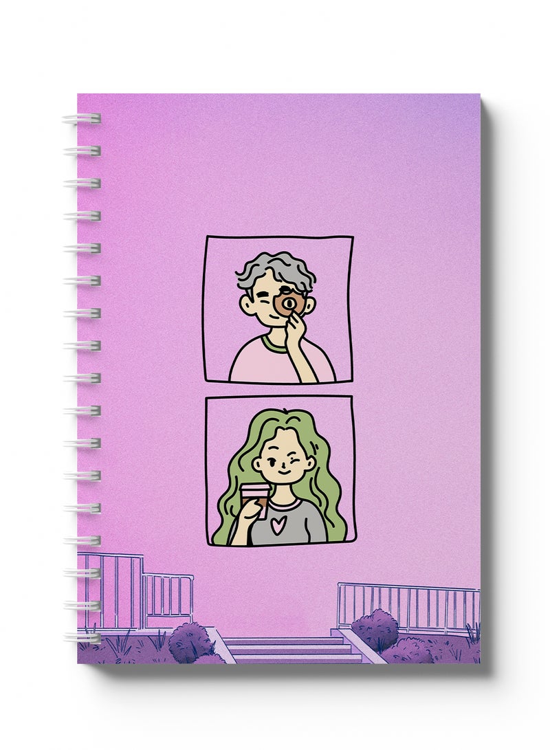 LOWHA Sprial Notebook 60 Sheets with Hard Paper Covers and Boy & Girl Design Multicolour - Image 4