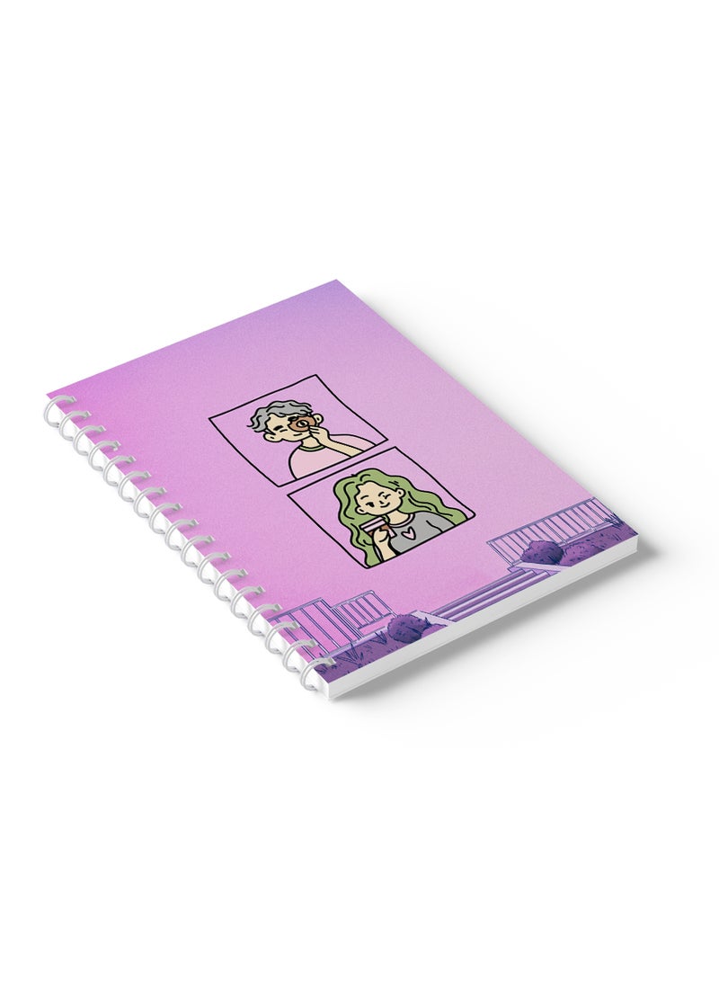 LOWHA Sprial Notebook 60 Sheets with Hard Paper Covers and Boy & Girl Design Multicolour - Image 5