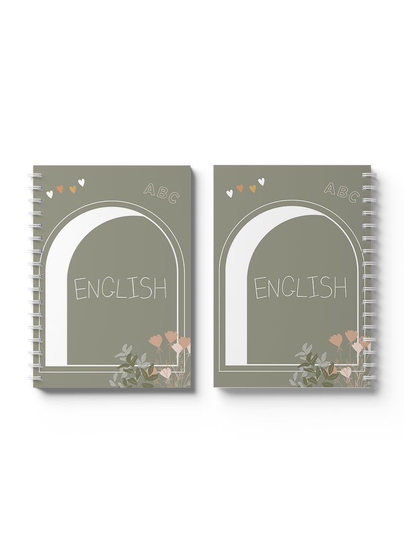 LOWHA - English Sprial Notebook, 60 Sheets with Hard Cover ABC Design Multicolour - Image 1