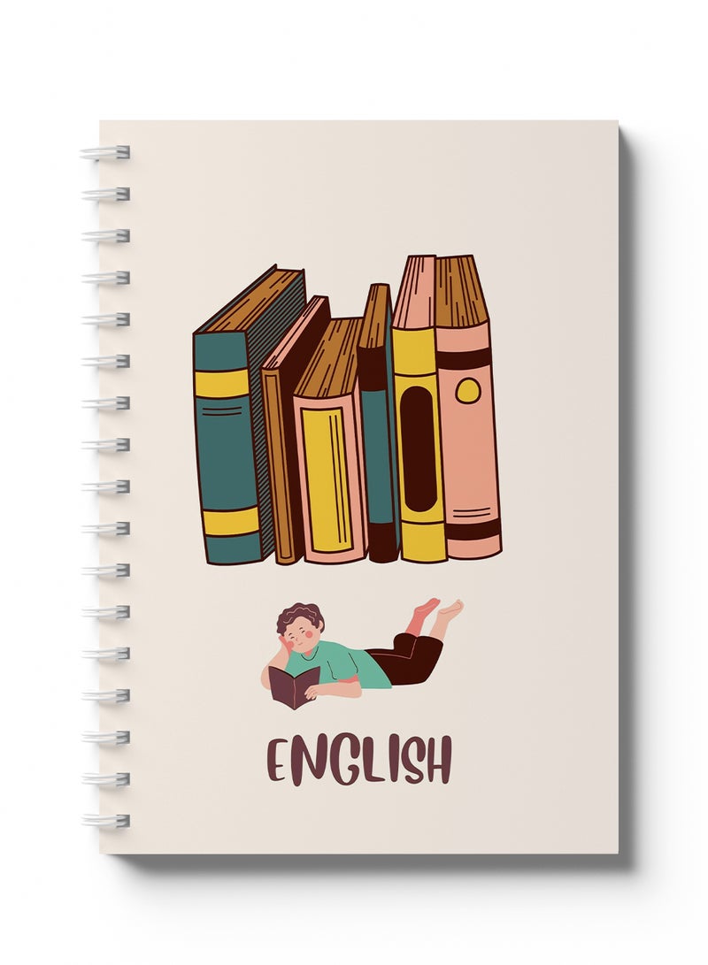LOWHA - English Sprial Notebook, 60 Sheets with Hard Paper Cover Books Design Multicolour - Image 1