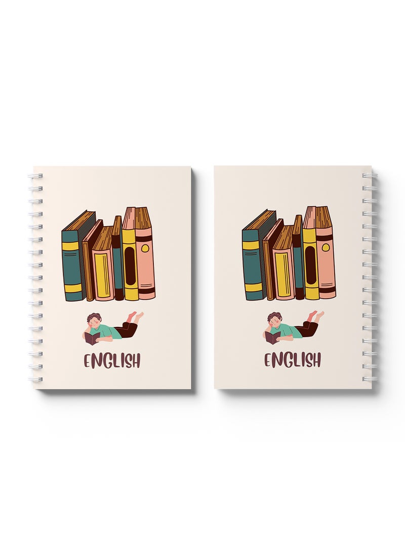 LOWHA - English Sprial Notebook, 60 Sheets with Hard Paper Cover Books Design Multicolour - Image 1