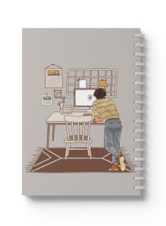 LOWHA Sprial Notebook 60 Sheets with Hard Paper Covers and Boy in Office Room Design Multicolour  - Image 1