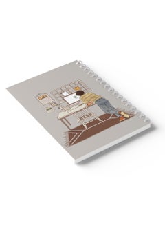 LOWHA Sprial Notebook 60 Sheets with Hard Paper Covers and Boy in Office Room Design Multicolour  - Image 3