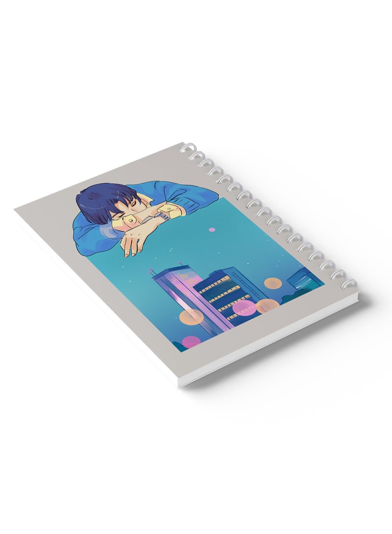 LOWHA Sprial Notebook 60 Sheets with Hard Paper Covers and Anime boy with city view image Design Multicolour - Image 3