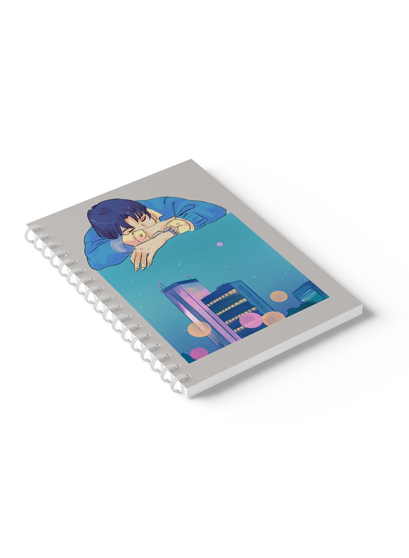 LOWHA Sprial Notebook 60 Sheets with Hard Paper Covers and Anime boy with city view image Design Multicolour - Image 5