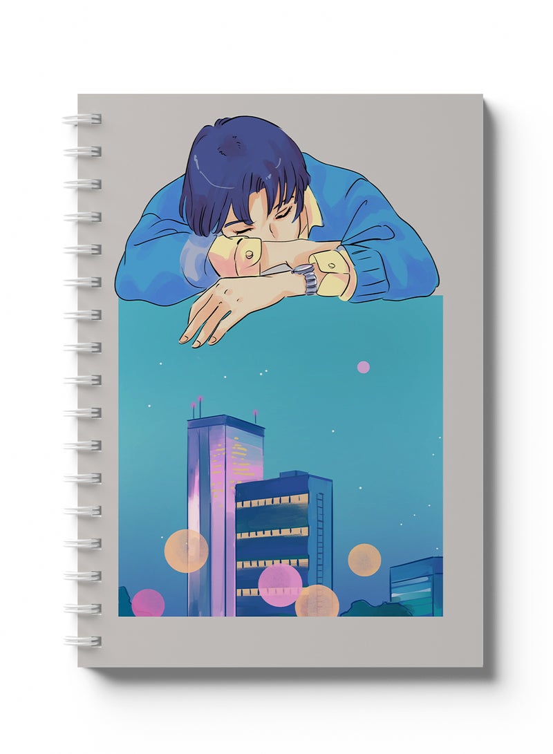 LOWHA Sprial Notebook 60 Sheets with Hard Paper Covers and Anime boy with city view image Design Multicolour - Image 4