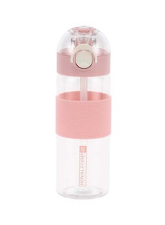 رويال فورد Royalford 650ml Water Bottle RF12357 with Straw Transparent Plastic Bottles with Push Button, One Hand Operation Perfect for School, Office and Gym Leak-Proof and Food-Grade Multicolor 650ml  - Image 1