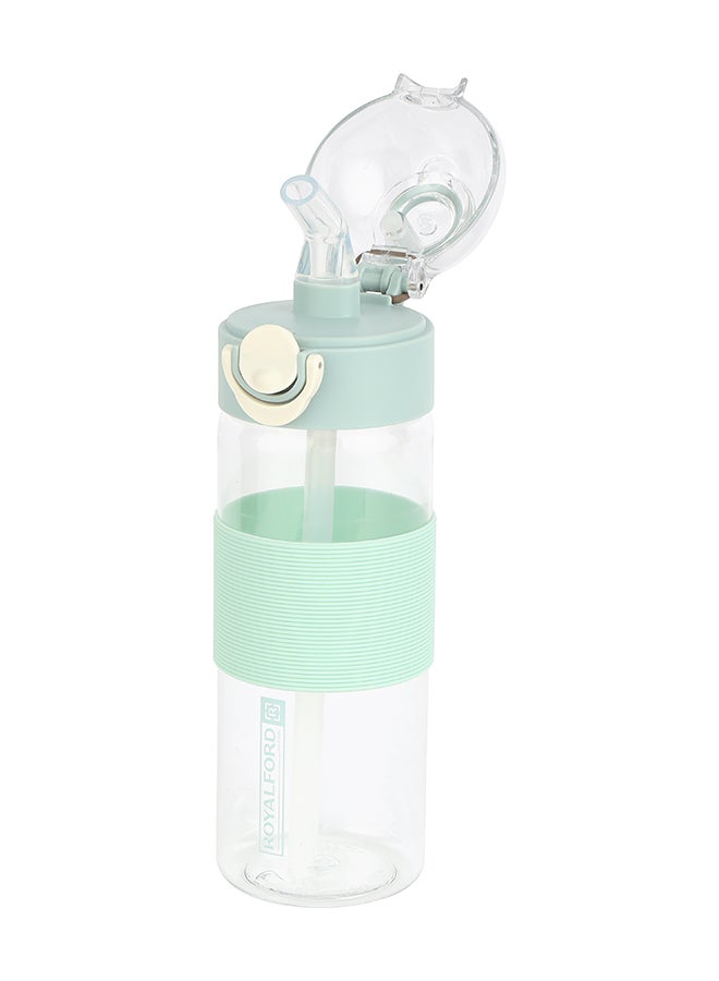Royalford 650ml Water Bottle RF12357 with Straw Transparent Plastic Bottles with Push Button, One Hand Operation Perfect for School, Office and Gym Leak-Proof and Food-Grade Assorted 650ml