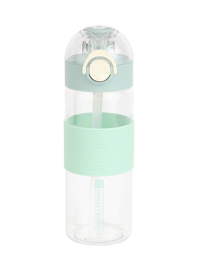 Royalford 650ml Water Bottle RF12357 with Straw Transparent Plastic Bottles with Push Button, One Hand Operation Perfect for School, Office and Gym Leak-Proof and Food-Grade Assorted 650ml