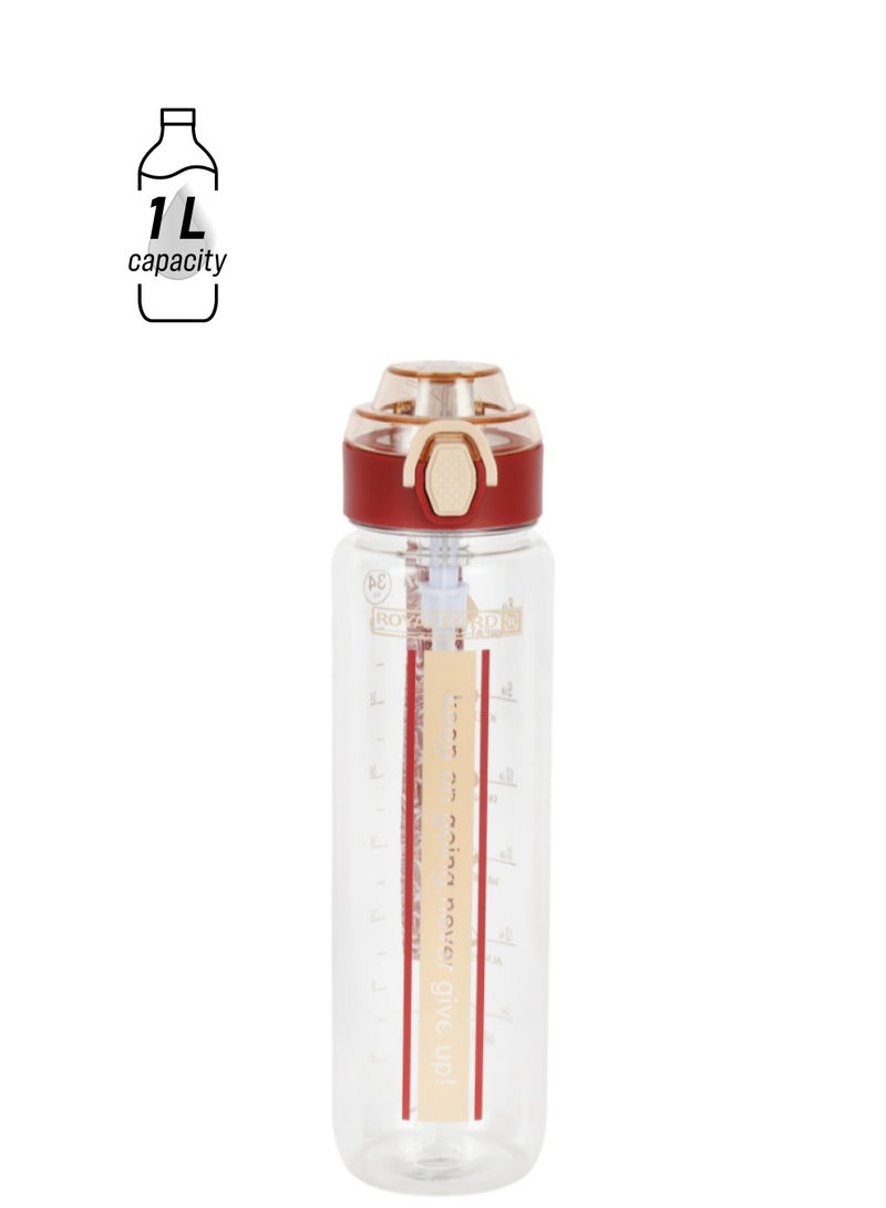 Royalford Royalford 1000ml Water Bottle RF12155 with Volume Tracker, Motivational Bottles with Flip Lid, Silicone Sipper and Straw Perfect for School, Office and Gym Leak-Proof and Eco-Friendly Multicolor 1000ml  - Image 1