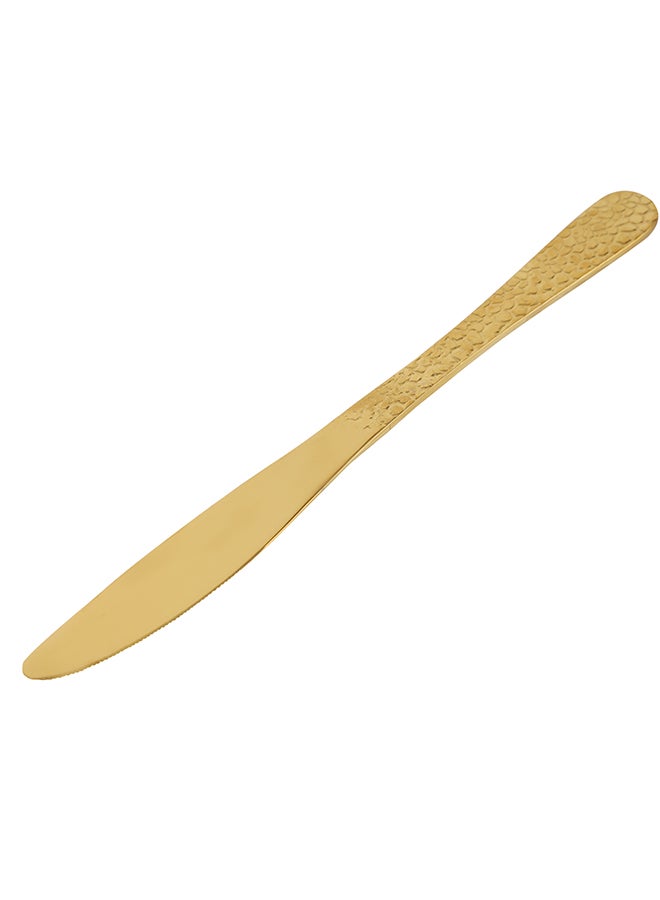 Royalford - Royalford 3pcs 20cm Stainless Steel Dessert Knife RF11994 Stylish Golden Design with Hammer Finish Handle, and Light-Weight 100% Food-Grade, Suitable for Dining Table, Home and Restaurant Multicolor 20cm - Image 1