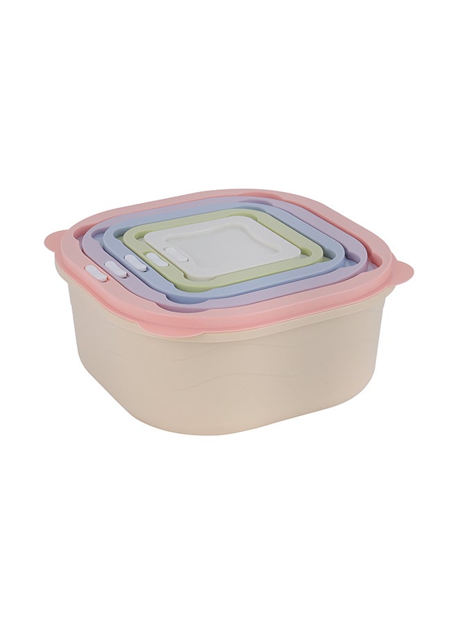 Royalford Royalford Square Plastic Food Storage Container RF12180 Pack of 5 Containers, 270 ml, 600 ml, 1300 ml, 2450 ml, 4000 ml, Storage Box for Food, Leftover, Marinades, Dough, etc. Multicolor  - Image 5