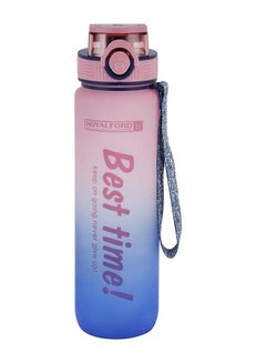 رويال فورد Royalford 1000ml Water Bottle RF12157 with Volume Tracker, Motivational Bottles with Flip Lid, PP Sipper and Straw Perfect for School, Office and Gym Leak-Proof Food-Grade and Elegant Design Multicolor 1000ml  - Image 1